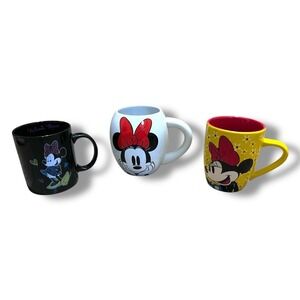 Disney 3 Mug Bundle Minnie Mouse Black White Yellow Red